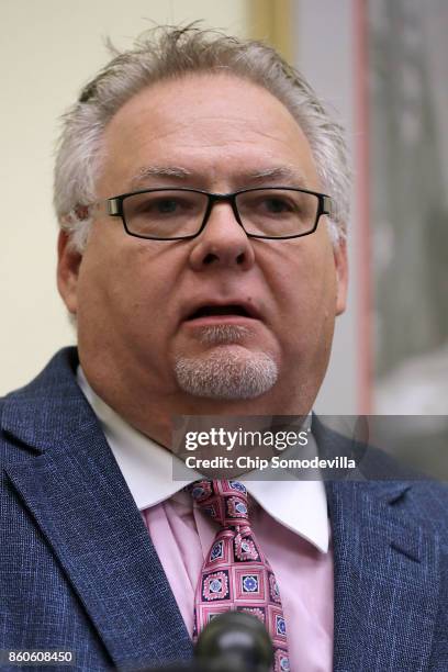 Mark Carmen of MoveOn.org Civic Action speaks during a news conference to introduce the 'Keeping Americans Safe Act' in the Cannon House Office...