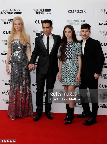 Actors Nicole Kidman, Colin Farrell, Barry Keoghan and Raffey Cassidy attend the Headline Gala Screening & UK Premiere of "Killing of a Sacred Deer"...