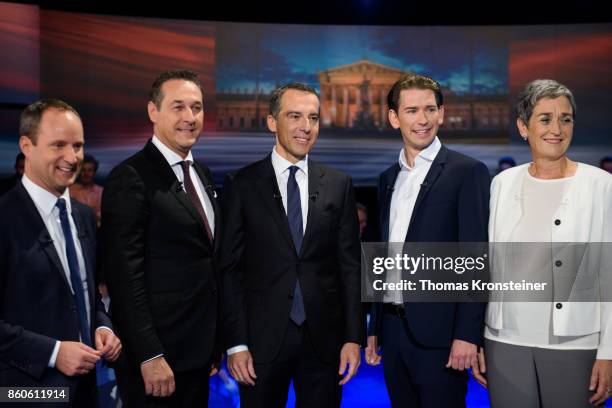 Matthias Strolz of the Austrian liberal party , Heinz-Christian Strache of the right-wing Austrian Freedom Party , Austrian Chancellor Christian Kern...