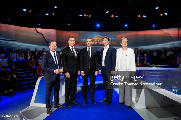 Matthias Strolz of the Austrian liberal party , Heinz-Christian Strache of the right-wing Austrian Freedom Party , Austrian Chancellor Christian Kern...