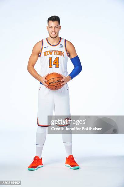 Willy Hernangomez of the New York Knicks poses for a portrait at the Knicks Practice Center on October 11, 2017 in Tarrytown, New York. NOTE TO USER:...