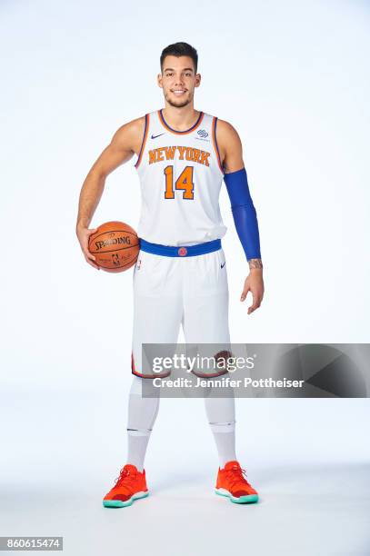 Willy Hernangomez of the New York Knicks poses for a portrait at the Knicks Practice Center on October 11, 2017 in Tarrytown, New York. NOTE TO USER:...