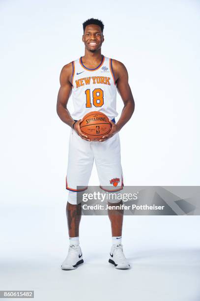 Nigel Hayes of the New York Knicks poses for a portrait at the Knicks Practice Center on October 11, 2017 in Tarrytown, New York. NOTE TO USER: User...