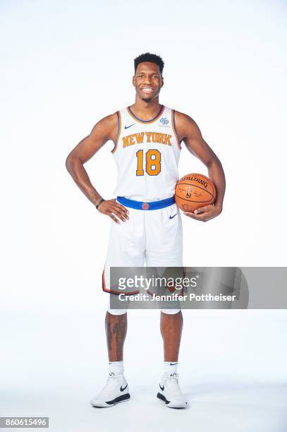 Nigel Hayes of the New York Knicks poses for a portrait at the Knicks Practice Center on October 11, 2017 in Tarrytown, New York. NOTE TO USER: User...