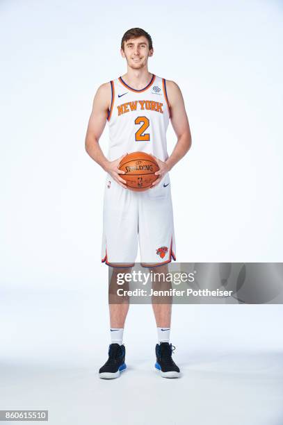 Luke Kornet of the New York Knicks poses for a portrait at the Knicks Practice Center on October 11, 2017 in Tarrytown, New York. NOTE TO USER: User...