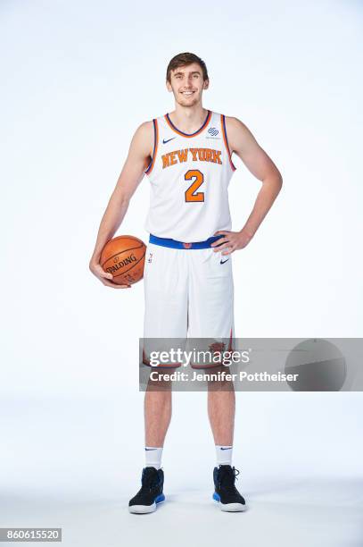 Luke Kornet of the New York Knicks poses for a portrait at the Knicks Practice Center on October 11, 2017 in Tarrytown, New York. NOTE TO USER: User...