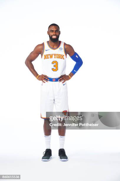 Tim Hardaway Jr of the New York Knicks poses for a portrait at the Knicks Practice Center on October 11, 2017 in Tarrytown, New York. NOTE TO USER:...