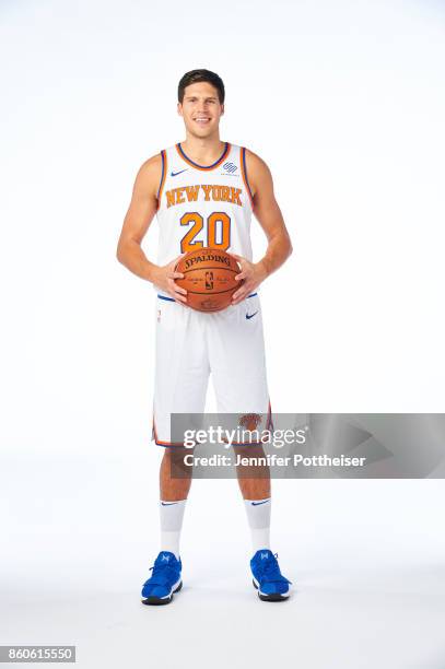 Doug McDerrmott of the New York Knicks poses for a portrait at the Knicks Practice Center on October 11, 2017 in Tarrytown, New York. NOTE TO USER:...