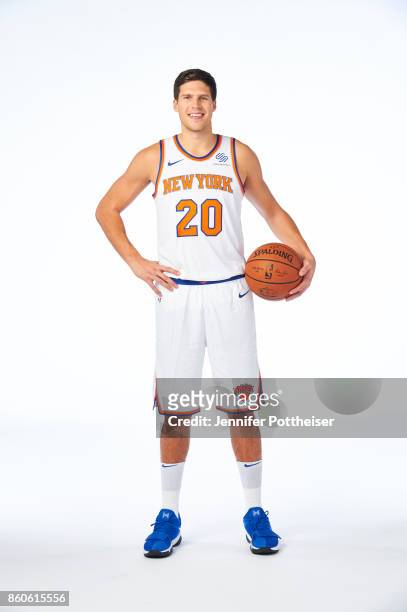 Doug McDerrmott of the New York Knicks poses for a portrait at the Knicks Practice Center on October 11, 2017 in Tarrytown, New York. NOTE TO USER:...