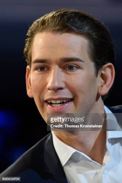Austrian Foreign Minister Sebastian Kurz of Austrian Peoples Party is seen at ORF studios ahead the "Elefantenrunde" television debate between the...