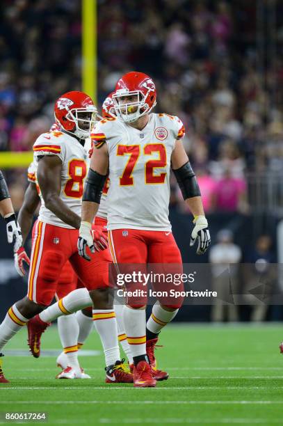 Kansas City Chiefs offensive tackle Eric Fisher gets ready for a play during the NFL game between the Kansas City Chief and the Houston Texans on...