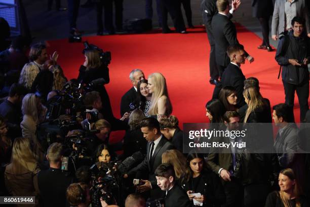 Actors Nicole Kidman, Colin Farrell, Barry Keoghan and Raffey Cassidy talk to reporters as they attend the Headline Gala Screening & UK Premiere of...