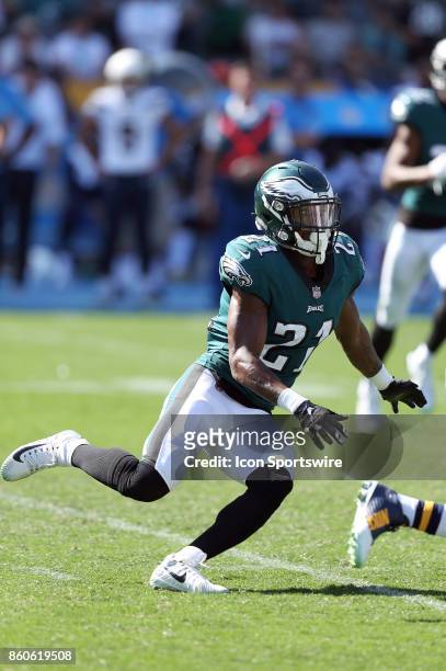 Philadelphia Eagles cornerback Patrick Robinson defends a play during an NFL game against the Los Angeles Chargers on October 01, 2017 at StubHub...
