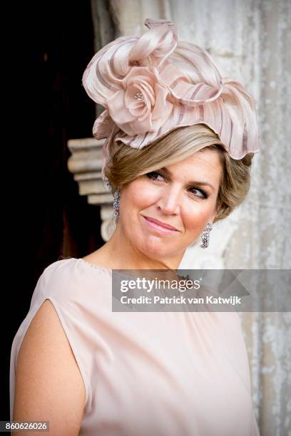 King Willem-Alexander of The Netherlands and Queen Maxima of The Netherlands visit Palacio da Vila on October 12, 2017 in Sintra, Portugal.