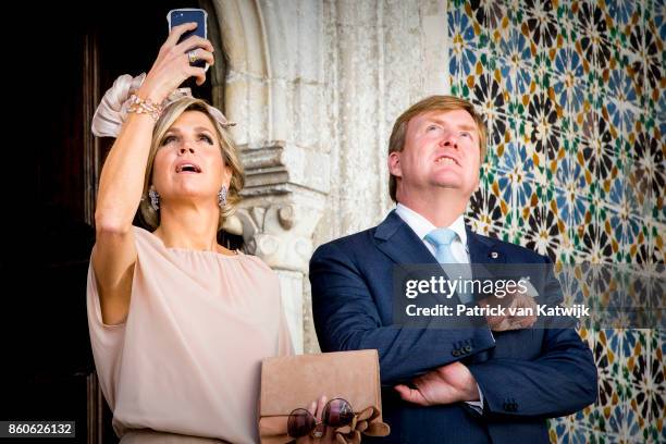 King Willem-Alexander of The Netherlands and Queen Maxima of The Netherlands visit Palacio da Vila on October 12, 2017 in Sintra, Portugal.