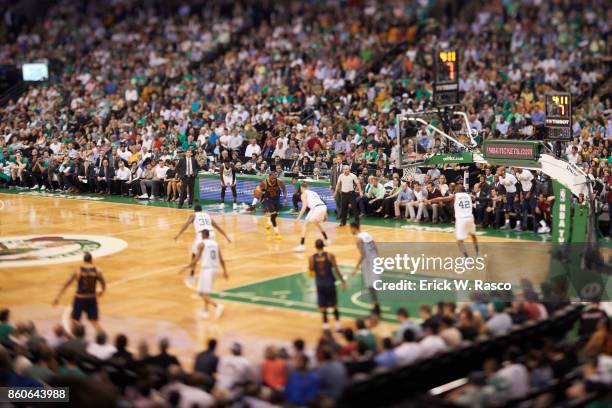 Playoffs: Aerial view of Cleveland Cavaliers LeBron James in action vs Boston Celtics at TD Garden. Game 2. Boston, MA 5/19/2017 CREDIT: Erick W....