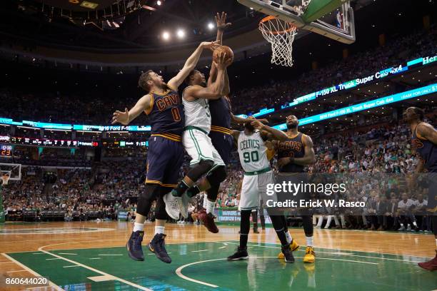 Playoffs: Boston Celtics Marcus Smart in action vs Cleveland Cavaliers Kevin Love at TD Garden. Game 2. Boston, MA 5/19/2017 CREDIT: Erick W. Rasco