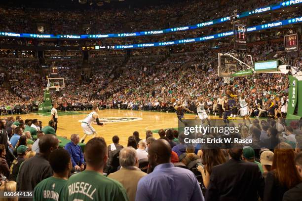 Playoffs: Cleveland Cavaliers LeBron James and Deron Williams in action vs Boston Celtics at TD Garden. Game 2. Boston, MA 5/19/2017 CREDIT: Erick W....