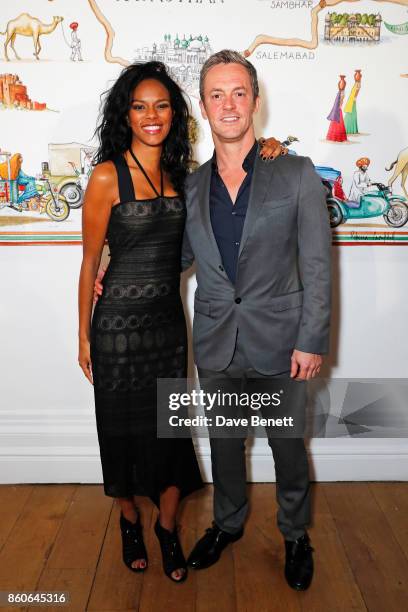 Noella Coursaris Musunka and James Masters attend the Travels to My Elephant racer send-off party hosted by Ruth Ganesh, Ben Elliot and Waris...