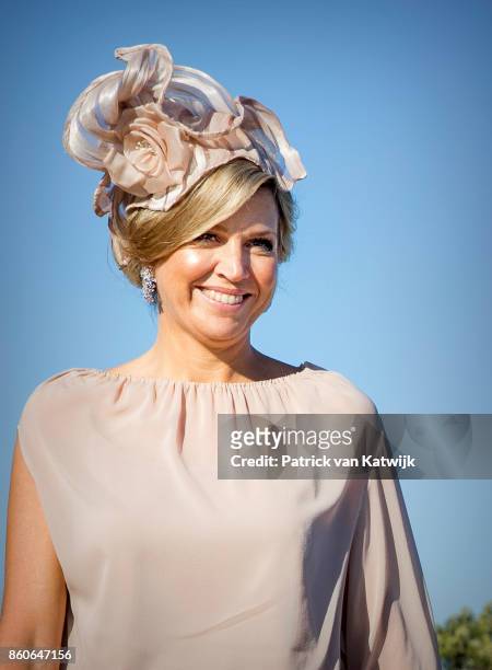 Queen Maxima of The Netherlands depart from Military airport Figo Madura on October 12, 2017 in LISBON, Portugal.
