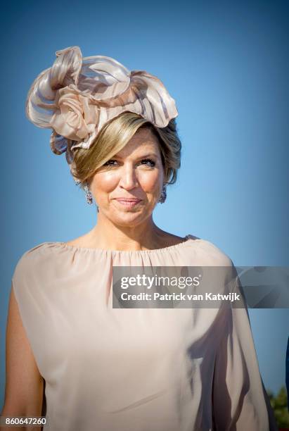 Queen Maxima of The Netherlands departs from Military airport Figo Madura on October 12, 2017 in LISBON, Portugal.