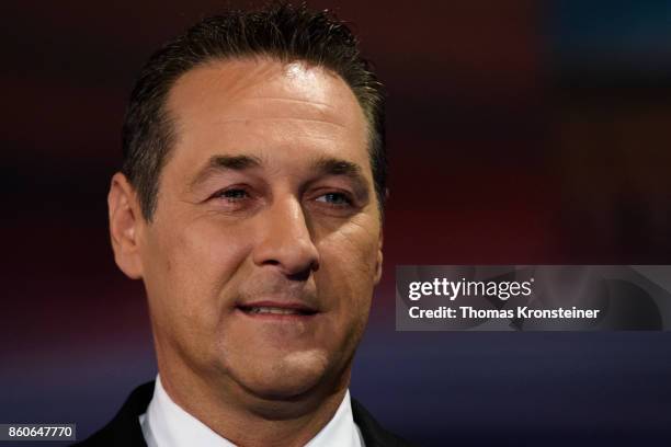 Heinz-Christian Strache of the right-wing Austrian Freedom Party is seen at ORF studios ahead the "Elefantenrunde" television debate between the lead...