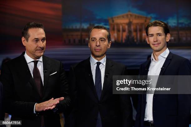 Heinz-Christian Strache of the right-wing Austrian Freedom Party , Austrian Chancellor Christian Kern of the Social Democratic Party and Austrian...