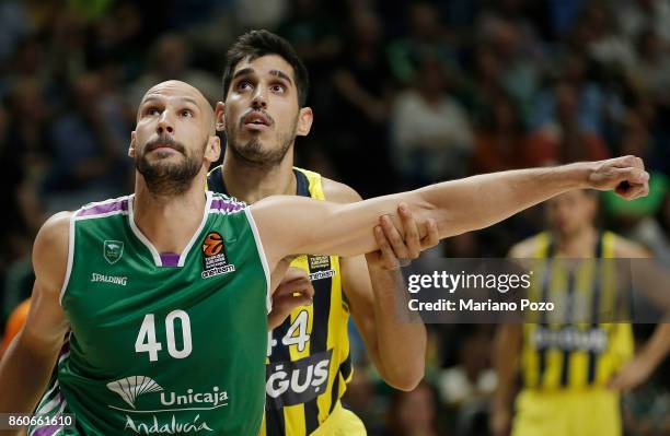 James Augustine, #40 of Unicaja Malaga in action during the 2017/2018 Turkish Airlines EuroLeague Regular Season Round 1 game between Unicaja Malaga...