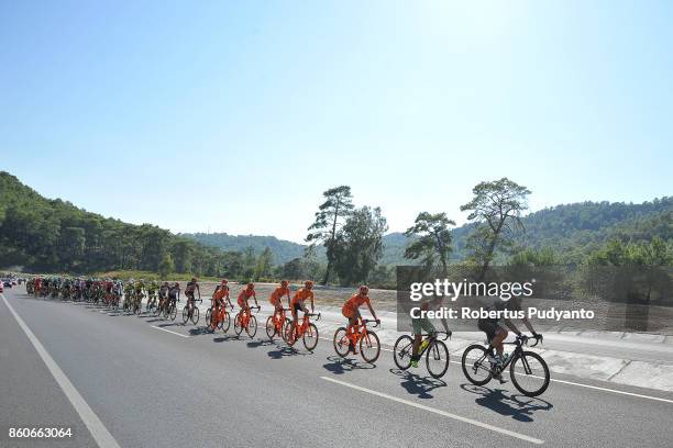 Matteo Pelucchi of BORA Hansgrohe Germany leads the peloton during Stage 3 of the 53rd Presidential Cycling Tour of Turkey 2017, Fethiye to Marmaris...