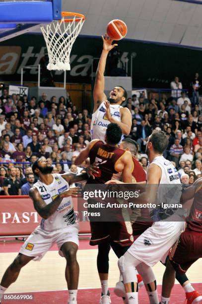 Shavon Shields and Chane Behanan and Filippo Baldi Rossi of Dolomiti Energia competes with Michael Watt of Umana during the LBA LegaBasket of Serie...