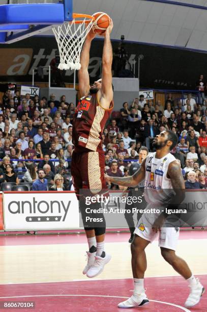 Michael Watt of Umana competes with Chane Behanan of Dolomiti Energia during the LBA LegaBasket of Serie A1 match between Reyer Umana Venezia and...