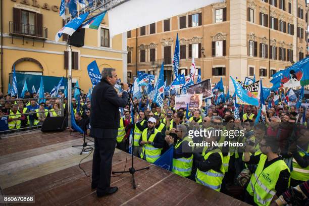 Maurizio Gasparri during the Protest in Piazza Montecitorio of the police unions Sap, Sappe and Conapo, against the government to ask for an...
