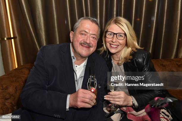 Joseph Hannesschlaeger and his partner Bettina Geyer during the 'Ghostsitter' event at Palais Lenbach on October 12, 2017 in Munich, Germany.