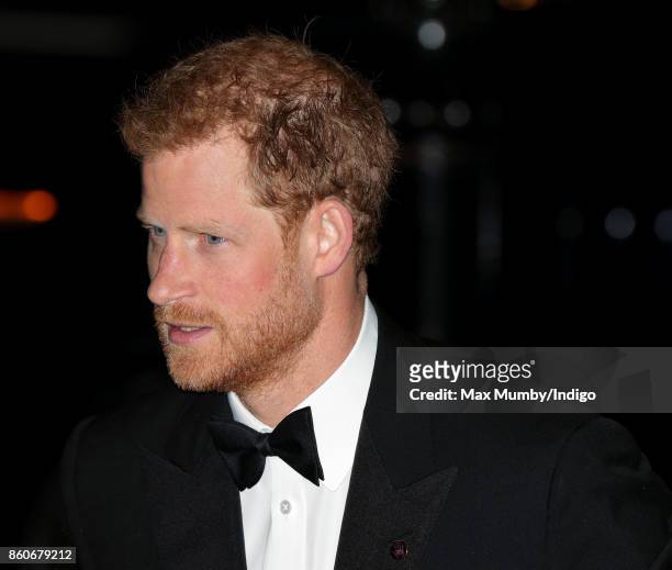 Prince Harry attends the 100 Women in finance Gala dinner in aid of WellChild at the Victoria and Albert Museum on October 11, 2017 in London,...