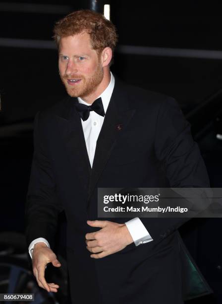 Prince Harry attends the 100 Women in finance Gala dinner in aid of WellChild at the Victoria and Albert Museum on October 11, 2017 in London,...