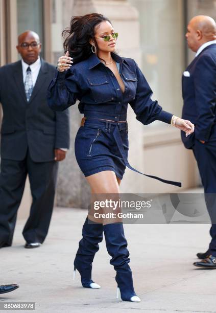 Rihanna is seen on October 12, 2017 in New York City.
