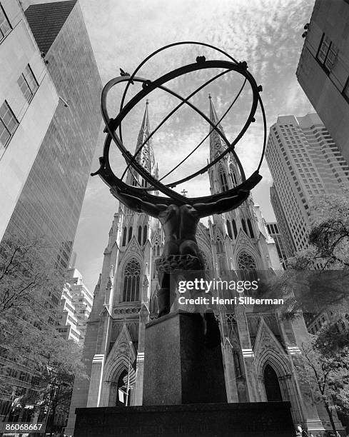 back of atlas statue, new york city - atlas statue stock pictures, royalty-free photos & images