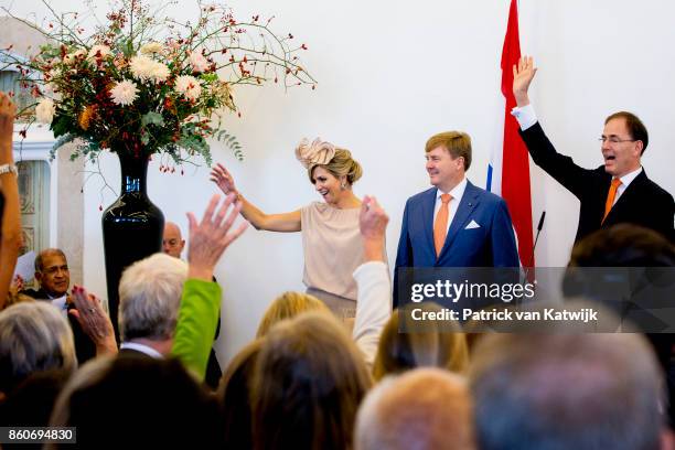 Queen Maxima of The Netherlands and King Willem-Alexander of The Netherlands during the meeting with the Dutch Society in Portugal at Cidadela de...