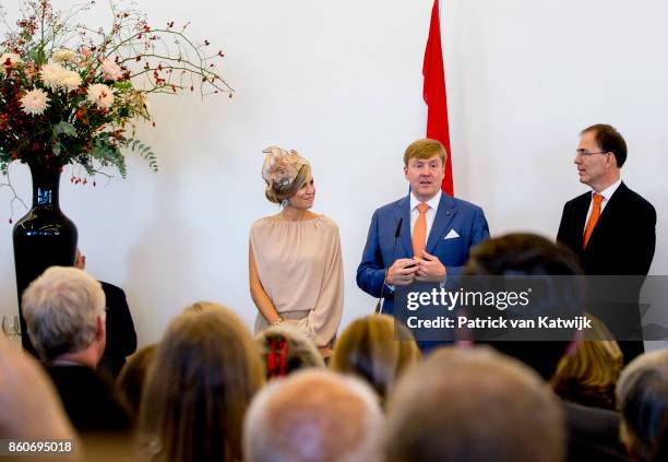 Queen Maxima of The Netherlands and King Willem-Alexander of The Netherlands during the meeting with the Dutch Society in Portugal at Cidadela de...