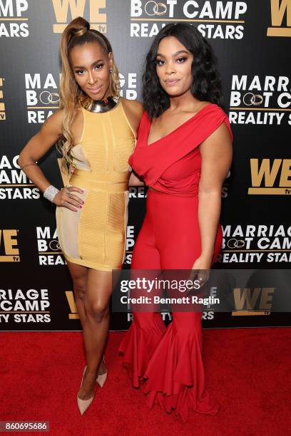 Amina Pankey and Mehgan James attend the exclusive premiere party for Marriage Boot Camp Reality Stars Season 9 hosted by WE tv on October 12, 2017...