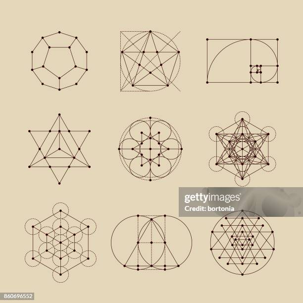 ilustraciones, imágenes clip art, dibujos animados e iconos de stock de conjunto de iconos de geometría sagrada - alchemy