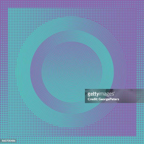 technology background with concentric circles and half tone pattern - concentric stock illustrations