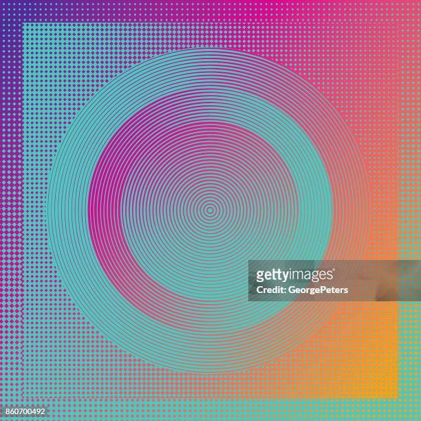 technology background with concentric circles and half tone pattern - trippy stock illustrations