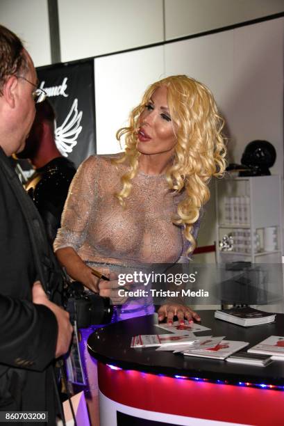 Transgender-Model Edona James during the Venus Erotic Fair Opening 2017 on October 12, 2017 in Berlin, Germany.