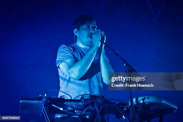 Singer Ed Droste of the American band Grizzly Bear performs live on stage during a concert at the Huxleys on October 12, 2017 in Berlin, Germany.