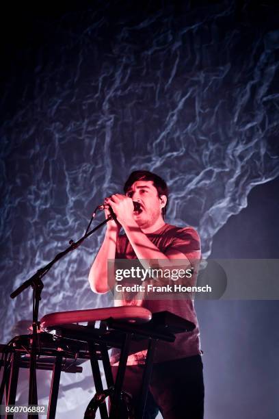 Singer Ed Droste of the American band Grizzly Bear performs live on stage during a concert at the Huxleys on October 12, 2017 in Berlin, Germany.