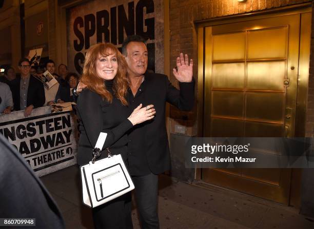 Bruce Springsteen and Patti Scialfa pose outside after "Springsteen On Broadway" at Walter Kerr Theatre on October 12, 2017 in New York City.