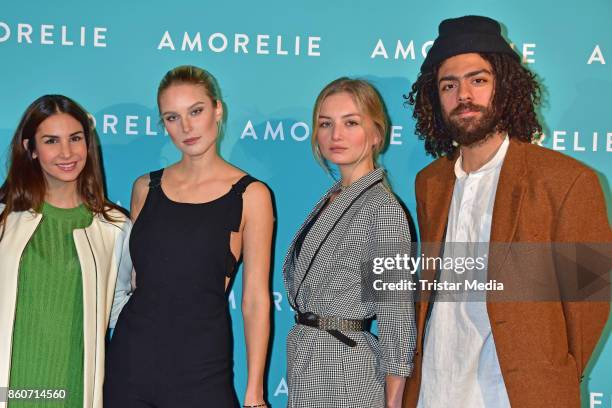 Sila Sahin, Kim Hnizdo, Julia Wulf and Noah Becker attend the Amorelie Christmas Calender Launch Dinner on October 12, 2017 in Berlin, Germany.