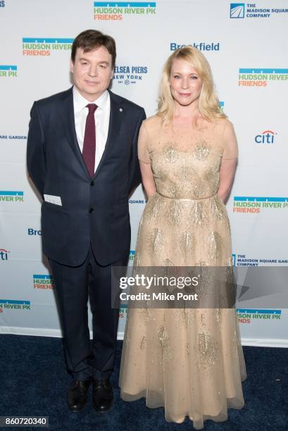 Mike Myers and Kelly Tisdale attend the 2017 Hudson River Park Annual Gala at Hudson River Park's Pier 62 on October 12, 2017 in New York City.