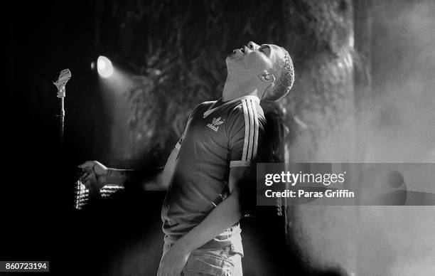 Recording artist Kid Cudi perform in concert during "Passion, Pain & Demon Slayin' World Tour" at Coca Cola Roxy on October 12, 2017 in Atlanta,...